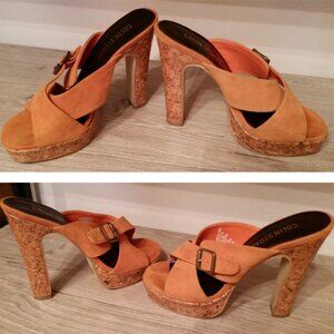 Colin Stuart Victoria's Secret Orange Suede Platform Heels 7